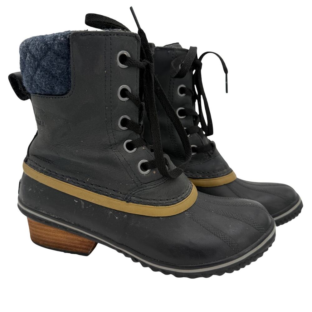 Sorel Women's Black Slimpack II Lace Waterproof Boots Size 7
